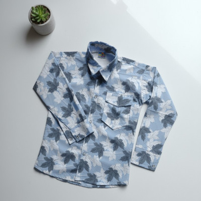 Som Boys Printed Casual Light Blue Shirt