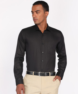 PARK AVENUE Men Self Design Formal Black Shirt