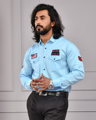SHIRTZONE Men Solid Casual Light Blue Shirt