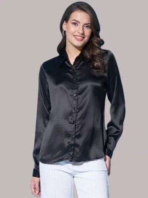 HIRLAX Women Solid Casual Black Shirt