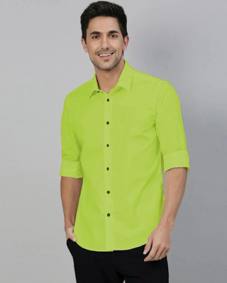 Neviq Fabs Men Solid Casual Light Green Shirt