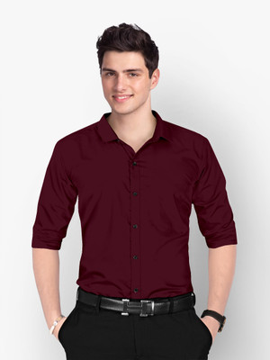 CHEAPSHIRTS Men Solid Casual Maroon Shirt