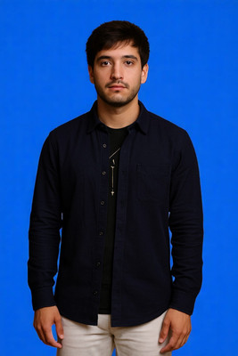 Laxmitextile Hubb Men Solid Casual Blue Shirt(Pack of 2)