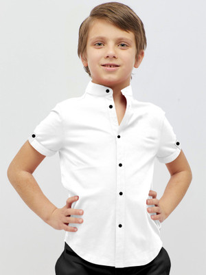 Zarila Boys Solid Casual White Shirt