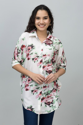 PURYS Women Floral Print Casual Beige, Green, Red Shirt