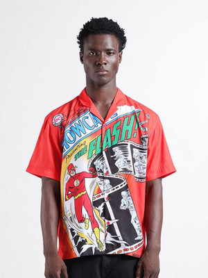 The Indian Garage Co. Men Printed Casual Orange Shirt