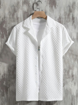 quinlan Men Self Design Casual White Shirt