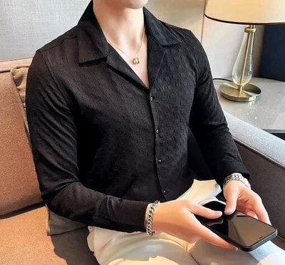 Hityyani Men Self Design Formal White Shirt