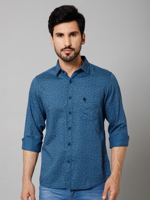 CANTABIL Men Printed Casual Blue, Black, Light Blue Shirt