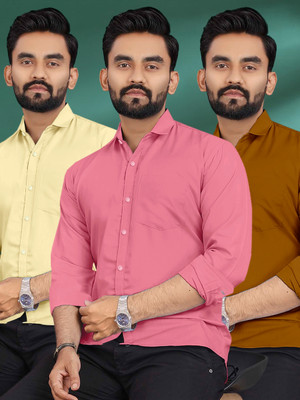 METRONAUT Men Solid Casual Multicolor Shirt(Pack of 3)