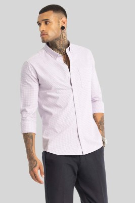 Snitch Men Checkered Casual Purple Shirt