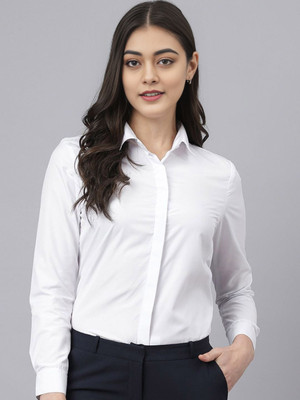 ZAINAB CREATIONS Women Solid Formal White Shirt