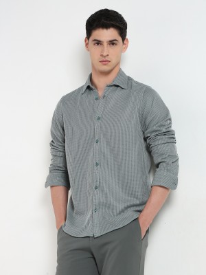 R&B Men Self Design Casual Grey Shirt