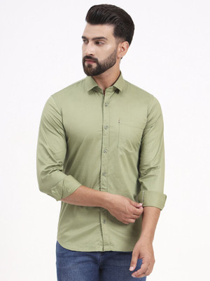 Urban Core Men Solid Formal Green Shirt