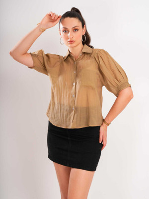clobug Women Solid Casual Brown Shirt