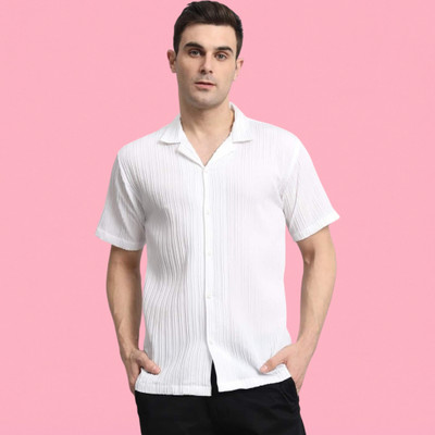 A Rodeiz Men Self Design Casual White Shirt