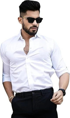 UWR Men Solid Casual White Shirt