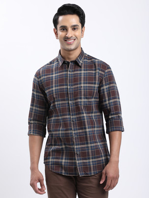 INDIAN TERRAIN Men Checkered Casual Brown Shirt