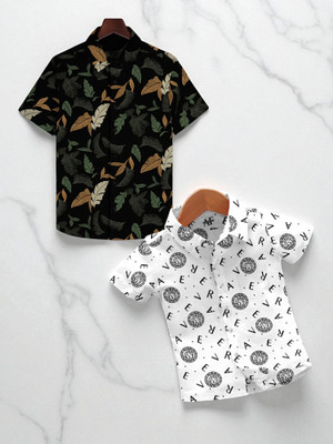 KIDOOZA Boys Printed, Striped Casual Multicolor Shirt(Pack of 2)