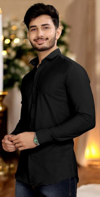 GCFAB Men Solid Casual Black Shirt