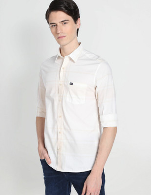 Arrow Sport Men Solid Casual Beige Shirt