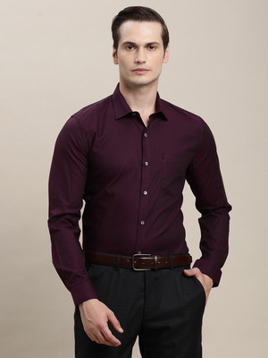 TURTLE Men Self Design Formal Purple Shirt