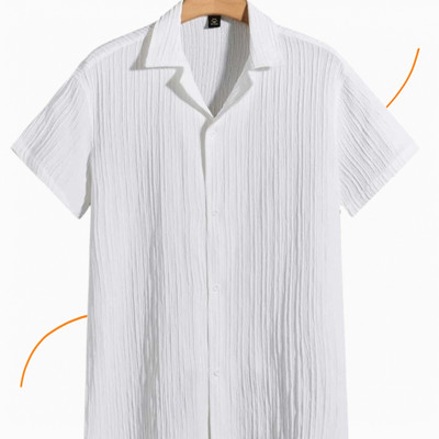 Jenil Fashion Men Self Design Casual White Shirt