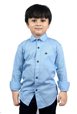 Trendy indo Boys Solid Casual Light Blue Shirt