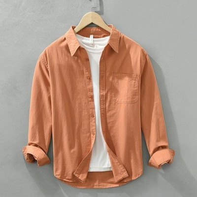 GELAI ENTERPRISE Men Solid, Striped, Self Design Casual Orange Shirt