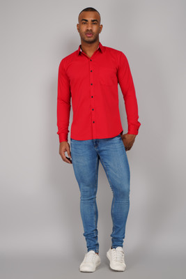 Shantam Creation Men Solid Casual Red Shirt