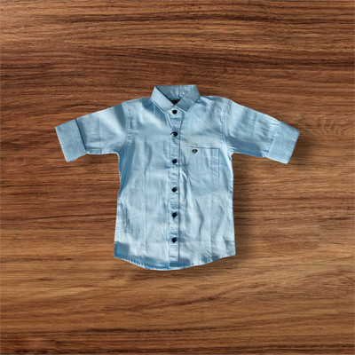 ALISHAEXPO Boys Solid Casual Light Blue Shirt