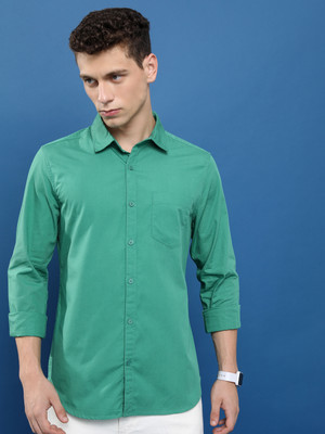HIGHLANDER Men Solid Casual Dark Green Shirt