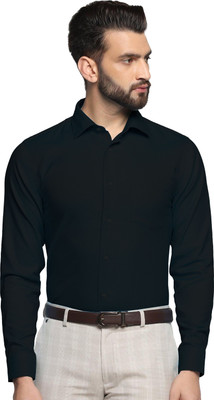 Binayak Men Solid Formal Black Shirt