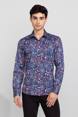 Snitch Men Printed Casual Blue Shirt