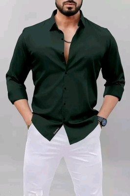 UNNATI TRENDS Men Solid Formal Green Shirt