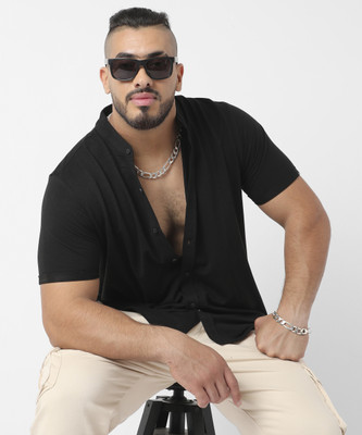 Instafab Plus Men Striped Casual Black Shirt