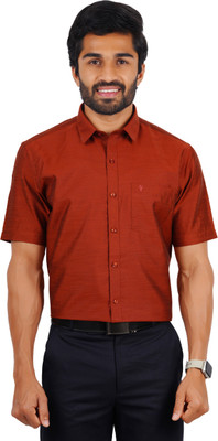 Ramraj Cotton Men Self Design Formal Brown Shirt