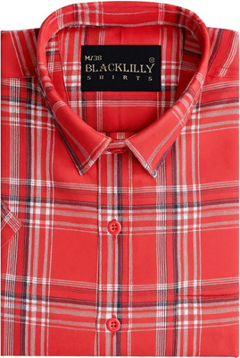 BlackLilly Men Checkered Casual Pink Shirt