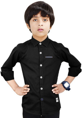 The Crane Boys Solid Casual Black Shirt