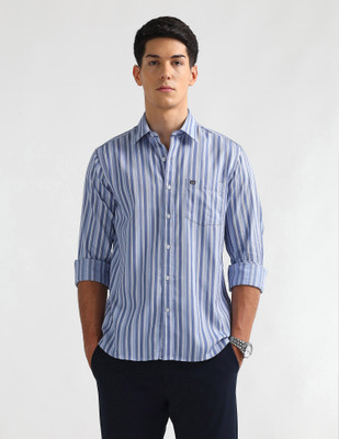 Arrow Sport Men Striped Casual Blue, White Shirt