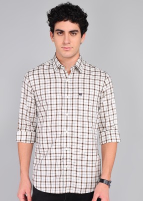 Arrow Sport Men Checkered Casual Beige Shirt