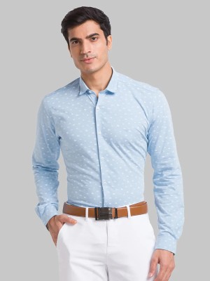 PARK AVENUE Men Printed Formal Light Blue, White Shirt