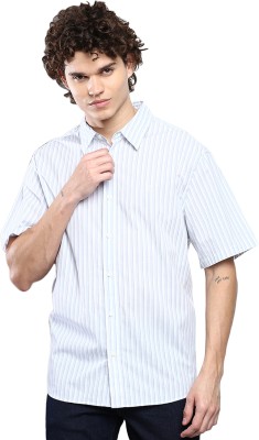 Calvin Klein Men Striped Casual White Shirt