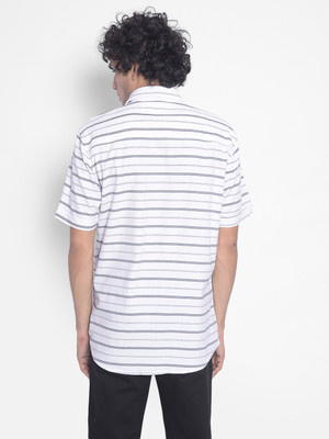 CRIMSOUNE CLUB Men Striped Casual Grey, White Shirt