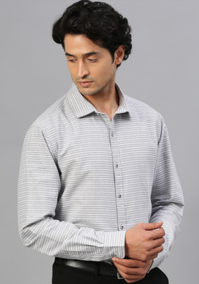 FTX Men Striped Formal Grey Shirt