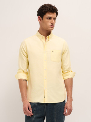 THE BEAR HOUSE Men Solid Casual Yellow Shirt