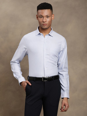 TURTLE Men Self Design Formal Light Blue Shirt