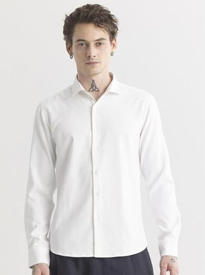 A S TRENDS Men Printed Formal White Shirt