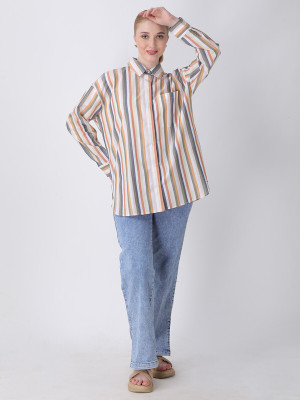 Frellaa Women Striped Casual Multicolor Shirt
