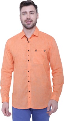 KUONS AVENUE Men Solid Casual Orange Shirt